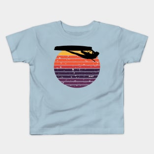 Kitesurfer Freestyle Action Black Silhouette Retro Sunset Kids T-Shirt